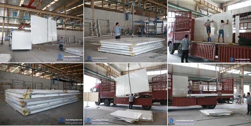 Guchen refrigerated truck bodies are loading on the truck to south America 