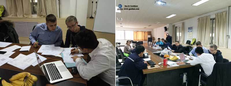 Guchen bus air conditioning system installation discussion meeting