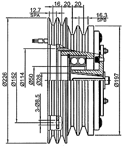 TK 2A2B 226*197 Electromagnetic Clutches Drawing
