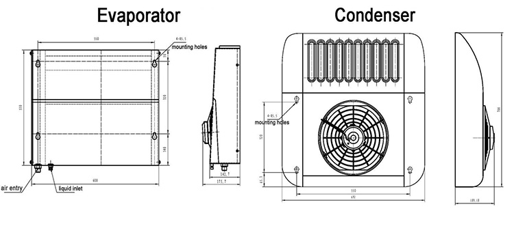 tr-200t van refrigeration unit condenser and evaporator outline